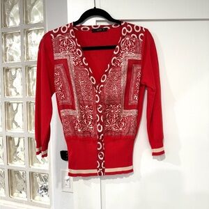Etro Red and White Patterned Cardigan